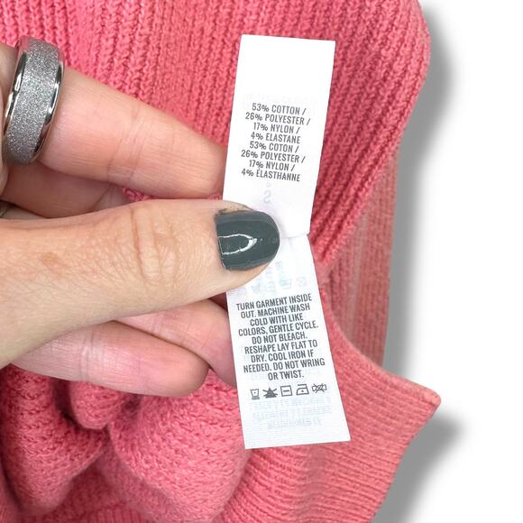 Aerie Coral Pink Very Soft Pullover Knit Ribbed Crewneck Oversized Sweater Small - Picture 4 of 5